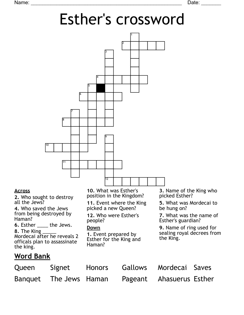 Esther s Crossword WordMint