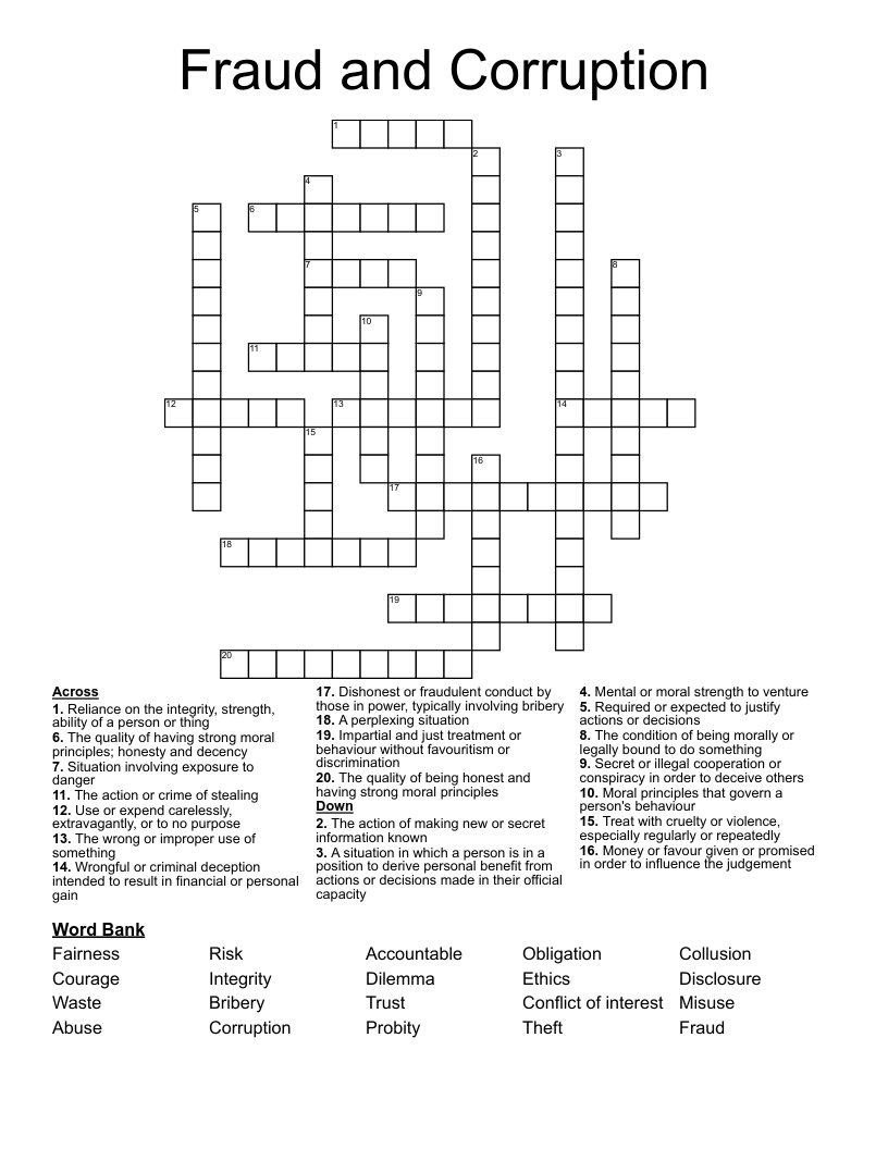 Fraud And Corruption Crossword WordMint Fraud And Corruption Crossword WordMint