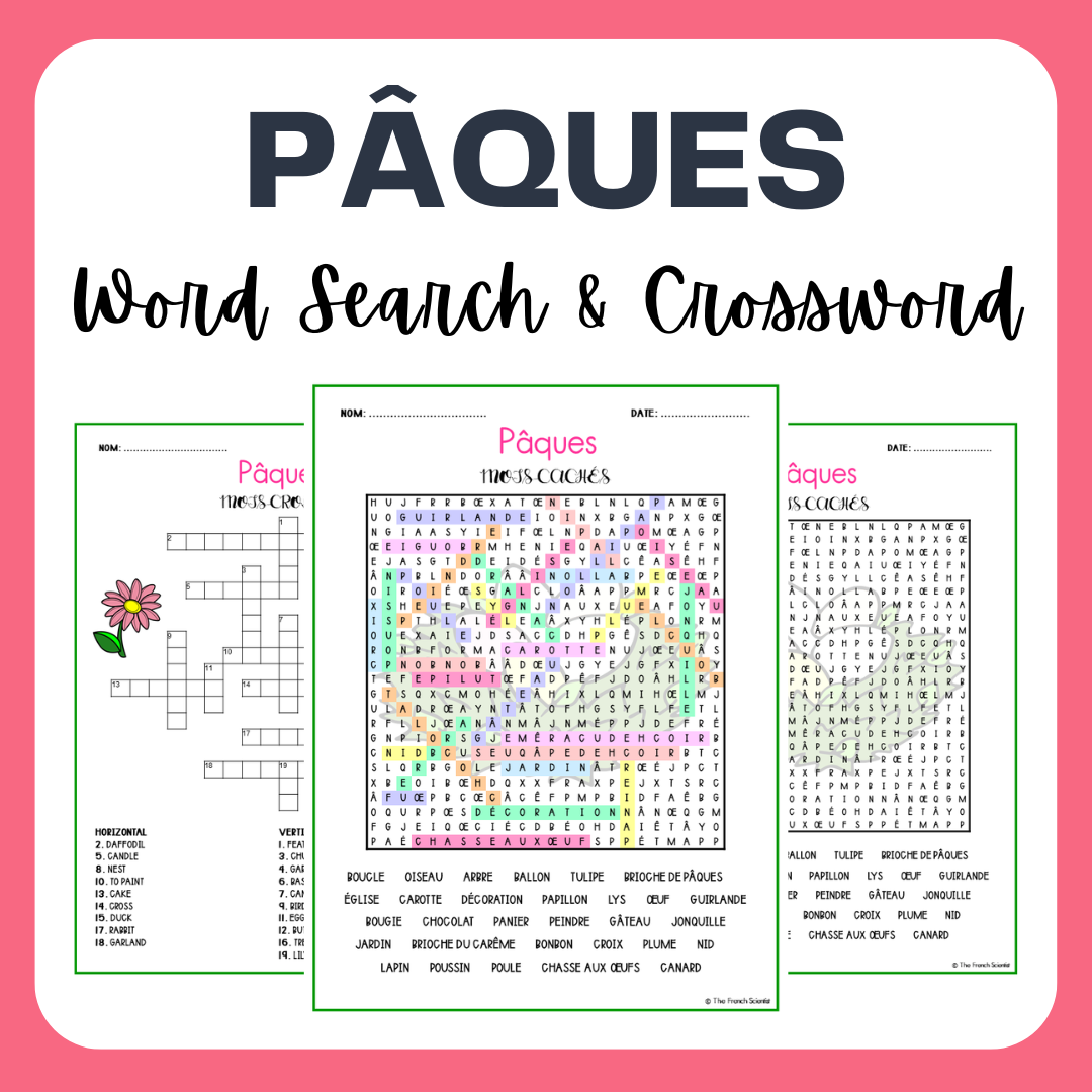 FRENCH Easter P ques Word Search Crossword Activities Made By Teachers