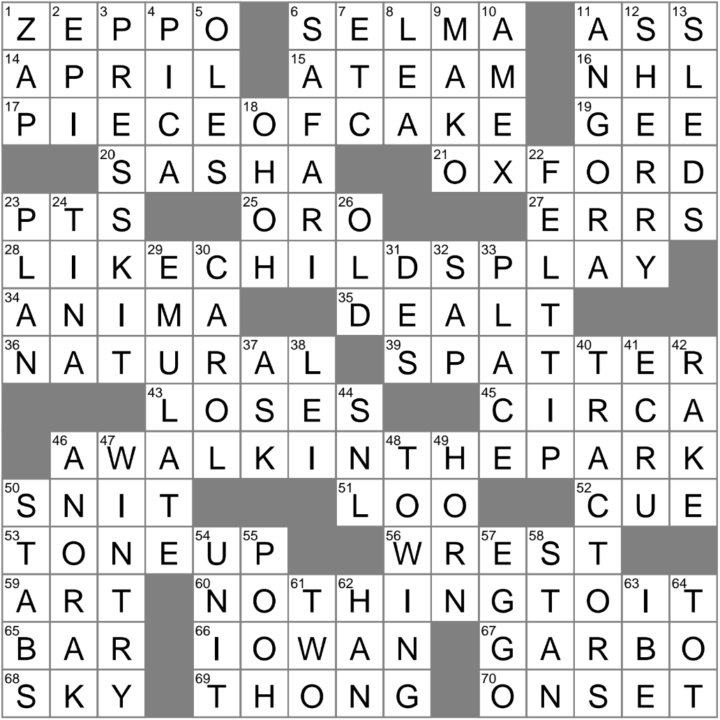 LAXCrossword Answers To The Los Angeles Times Crossword