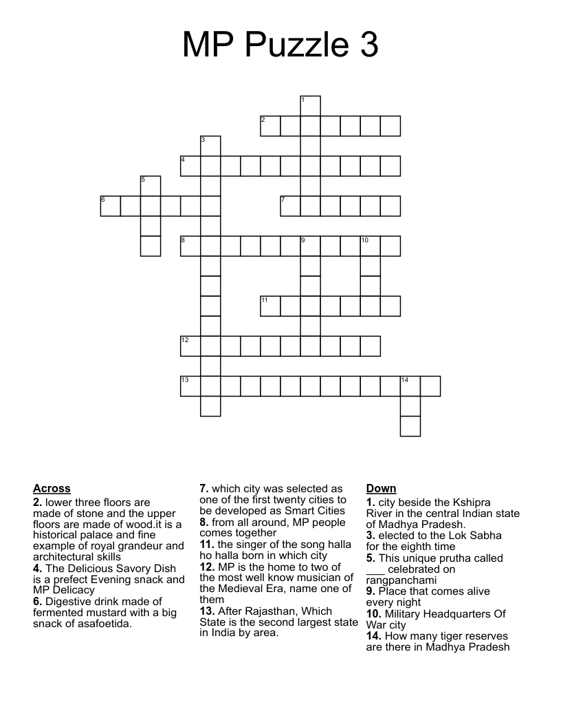 MP Puzzle 3 Crossword WordMint