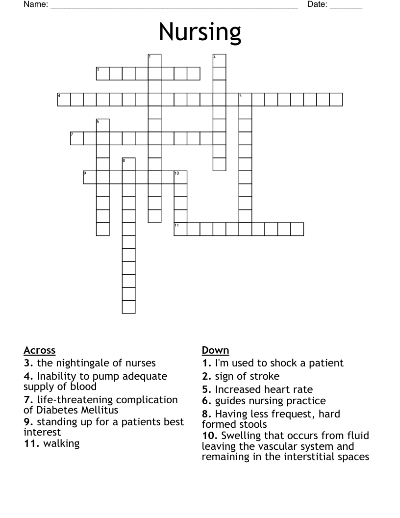 Nursing Crossword WordMint Nursing Crossword WordMint