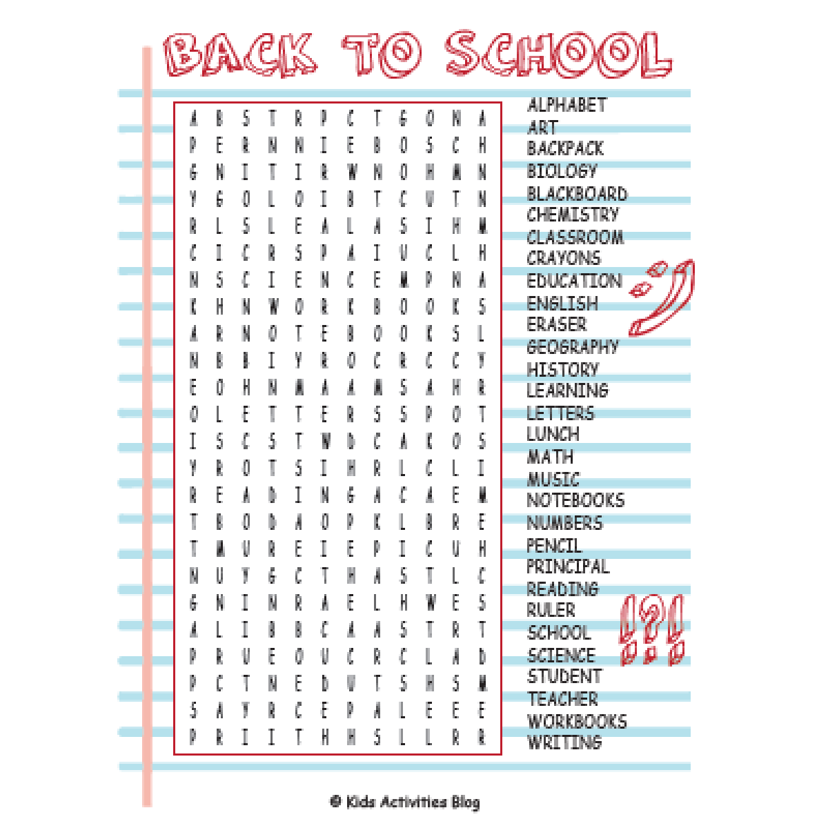 10 Fun Back To School Printable Word Search Puzzles Kids Activities Blog