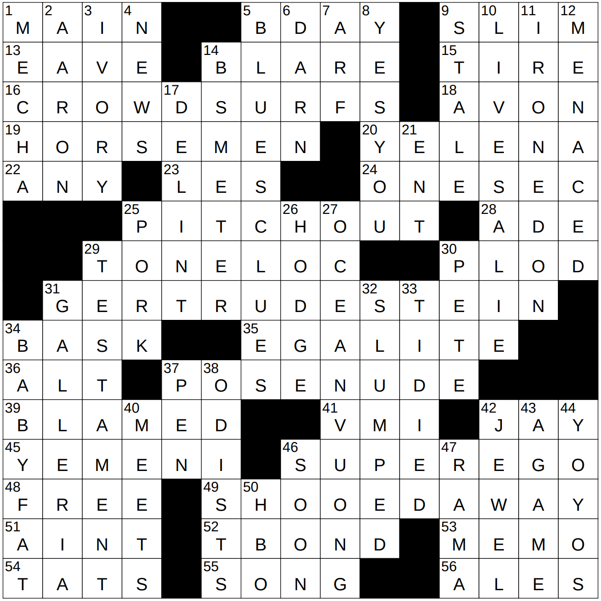 1001 22 NY Times Crossword 1 Oct 22 Saturday NYXCrossword