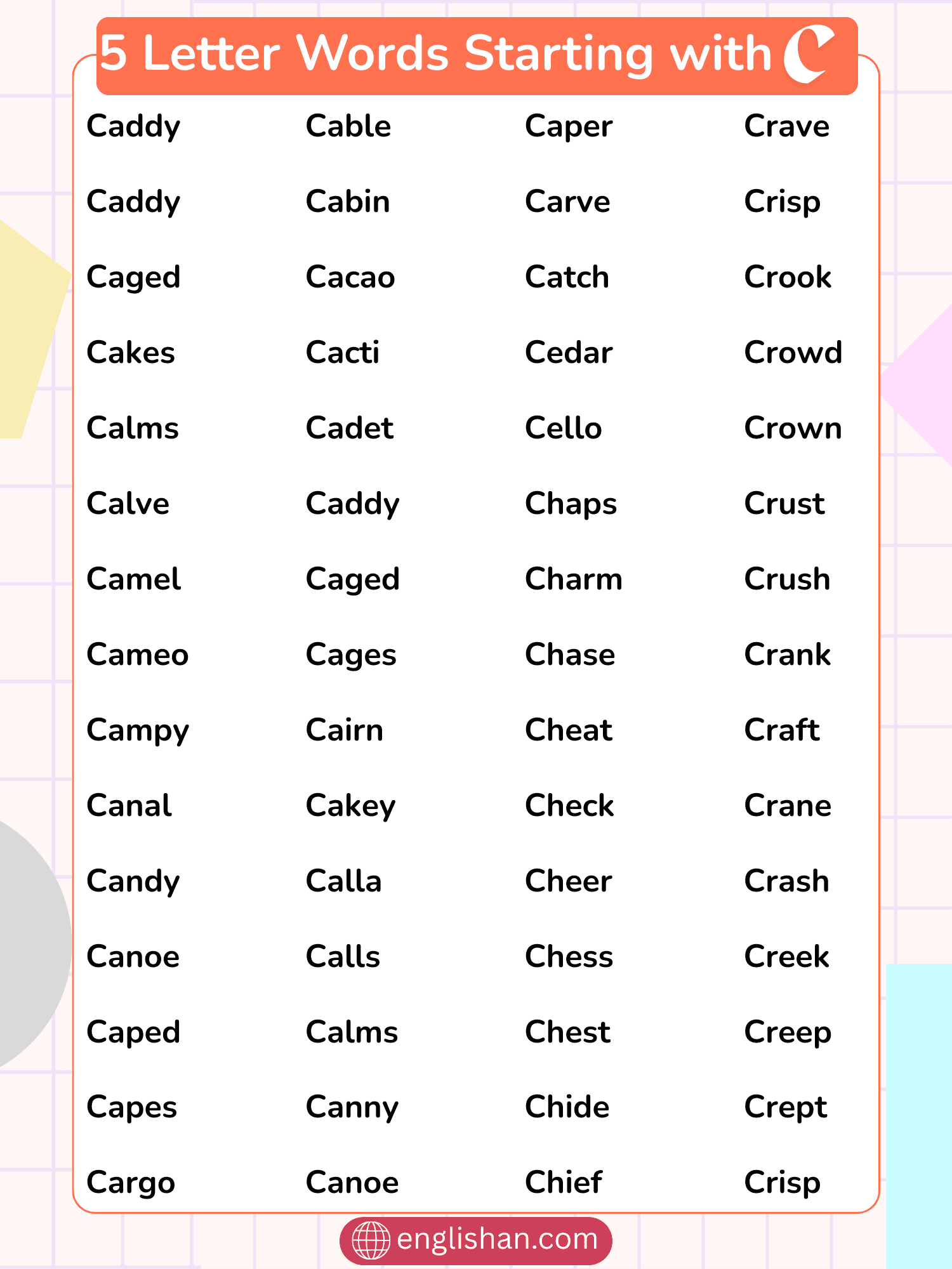 5 Letter Words That Start With C Huge List Of 312 Words