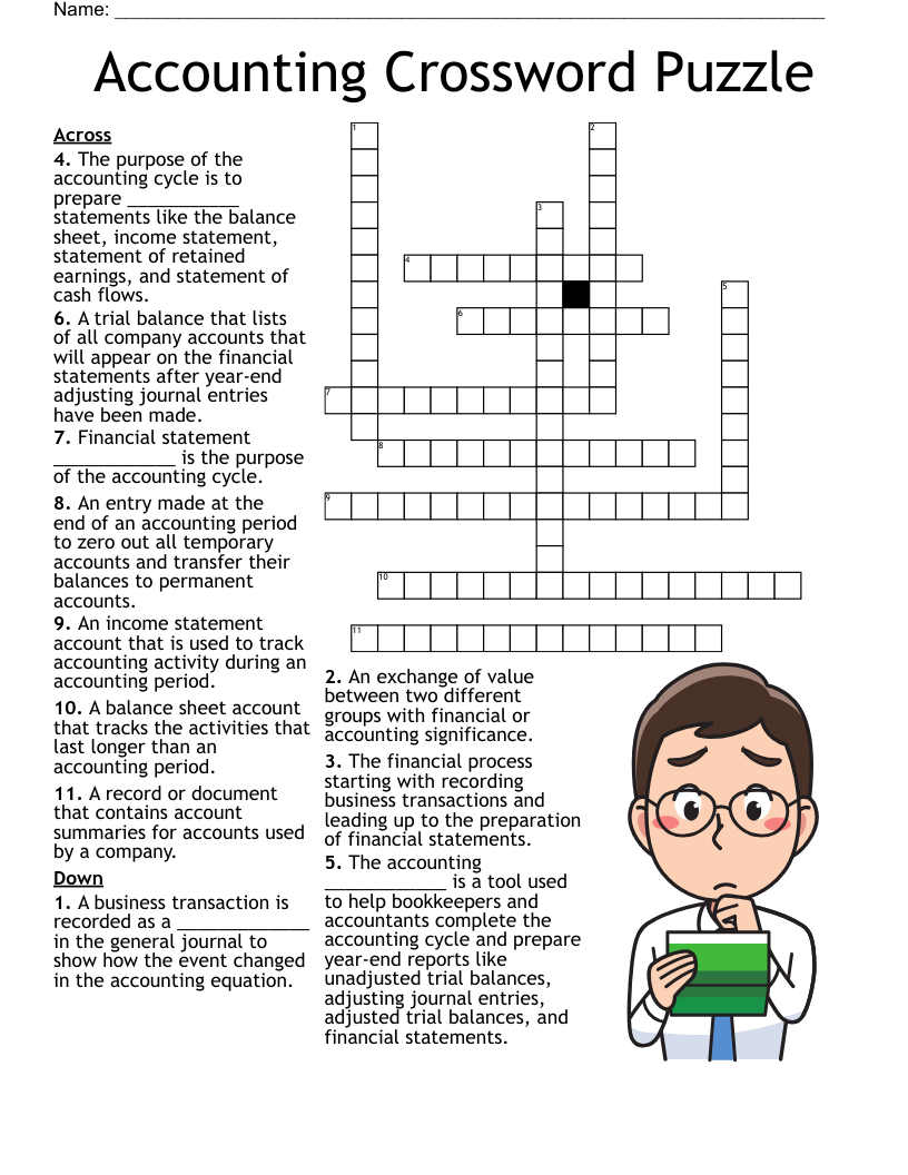 Accounting Crossword Puzzle WordMint