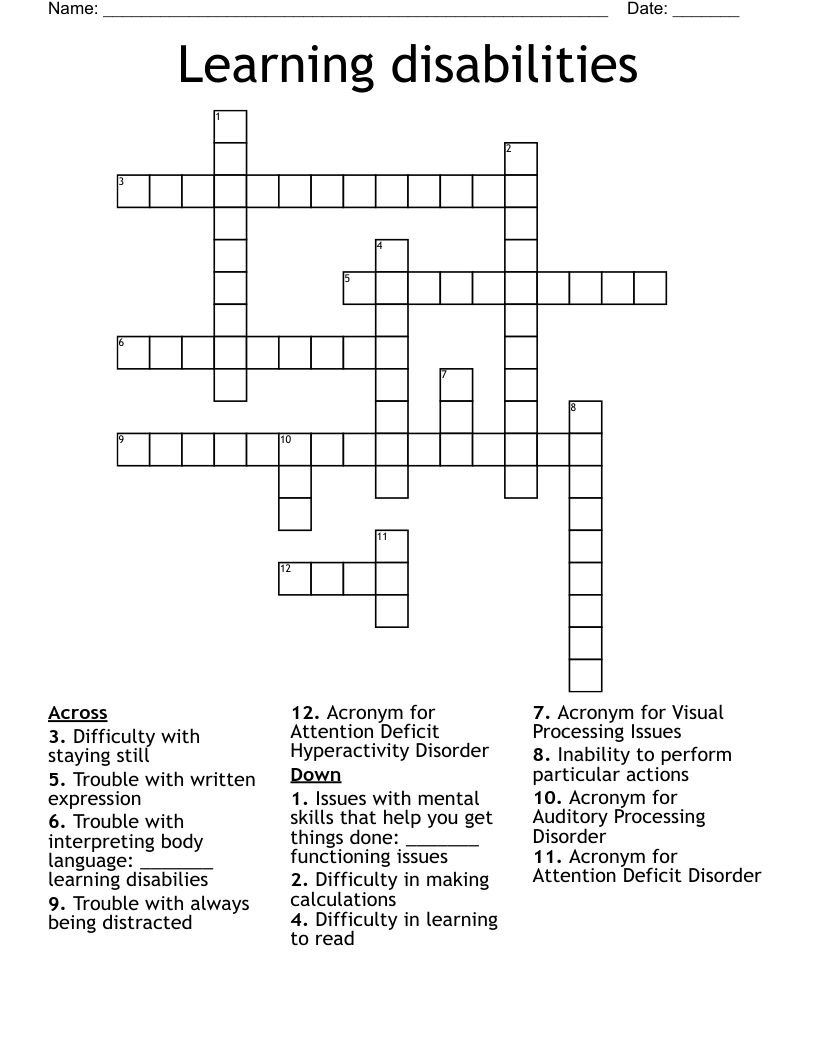 ADHD Crossword WordMint