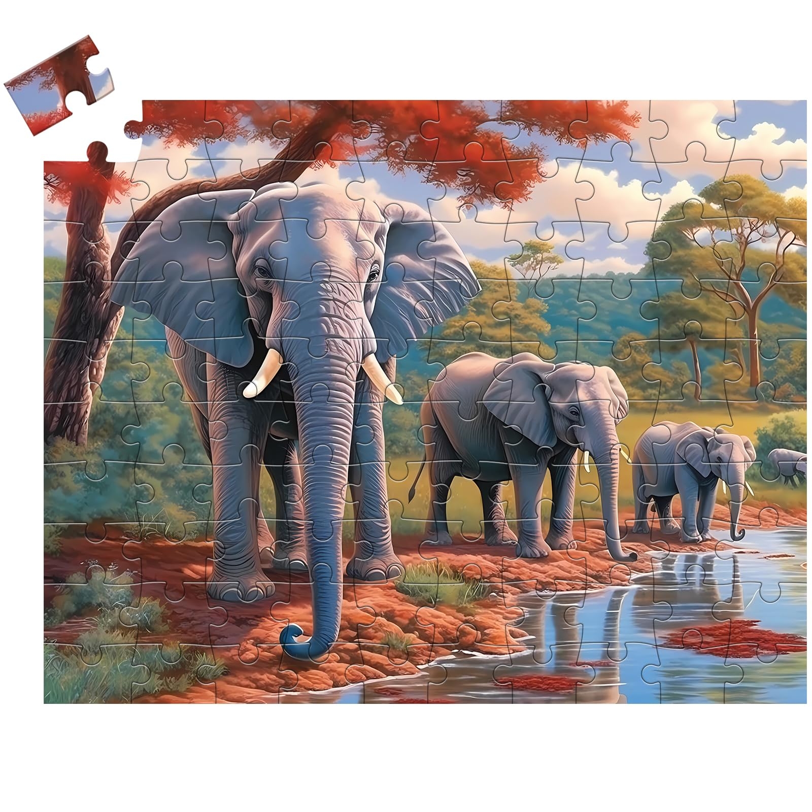 Amazon 100 Piece Big Piece Jigsaw Puzzle For Seniors Elephant Forest Dementia Large Piece Puzzles For Seniors Alzheimer s Activity For Adults Puzzle Best Memory Game For Patiens In Nursing Home 15 X
