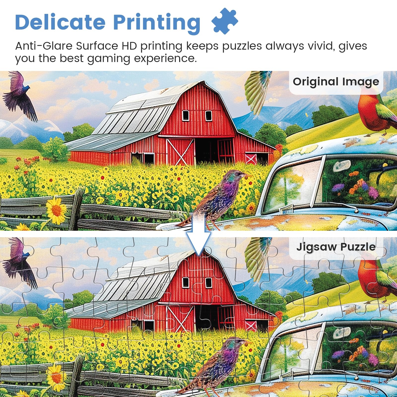 Amazon 300 Piece Puzzles For Adults Songbirds On The Farm Jigsaw Puzzle For Adults Kids Seniors Recycled Cardboard Large Piece Puzzle 300 Piece Family Activity Great Gift For Family Friends 20 5 15 In 