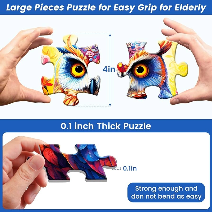 Amazon 4 Pack 36 Large Piece Puzzles For Seniors Dementia Puzzle Alzheimer s Activities For Seniors Dogs Parrots Cats Owls Easy Puzzle Memory Games For Seniors Gift For Elderly Seniors Adult Toys 