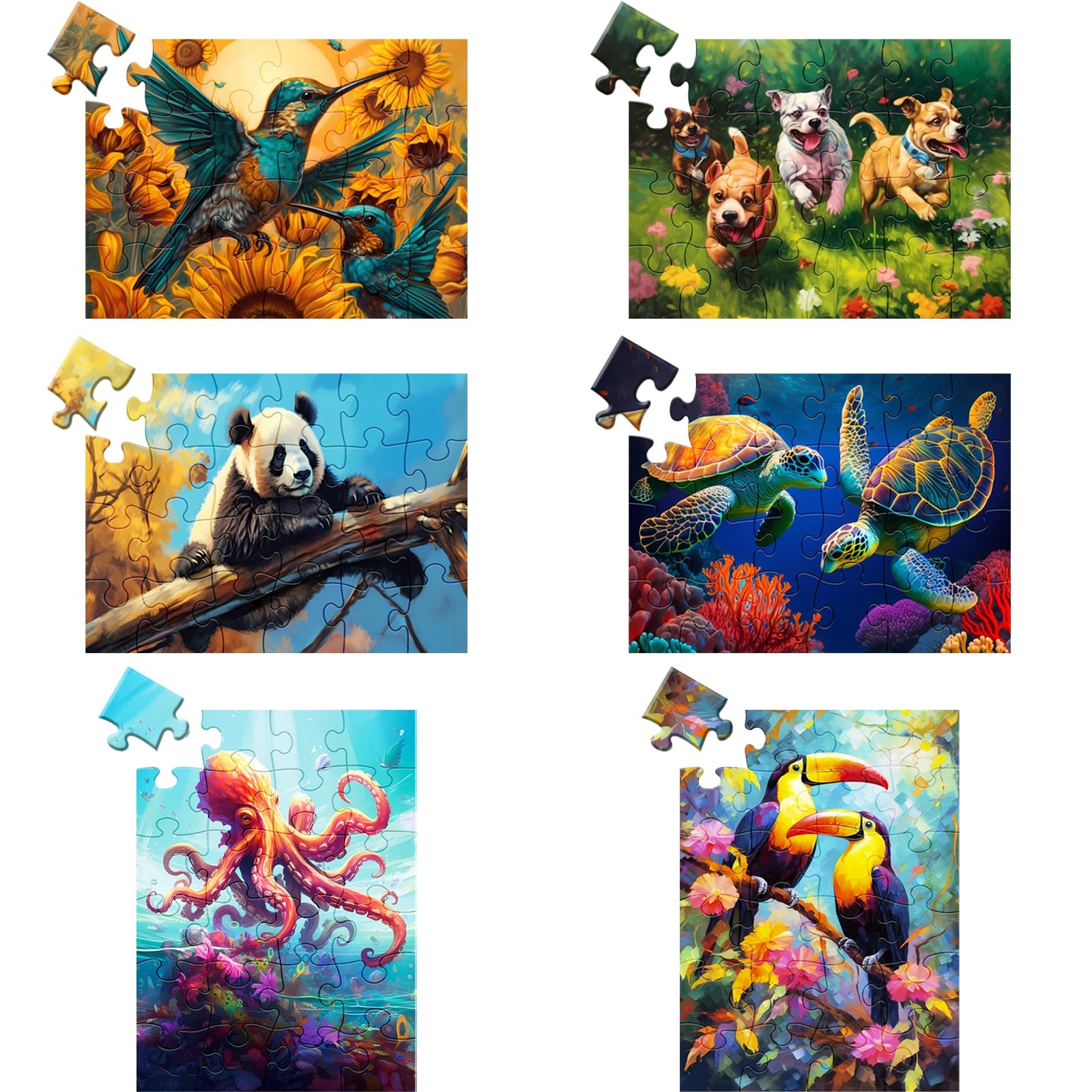 Amazon 6 Pack 24 Large Piece Puzzle For Seniors Paper Dementia Puzzles For Elderly Adults Easy Puzzle Hummingbird Turtle Dog Panda Jigsaw Puzzle Activities For Elderly Seniors Gift Toys Games