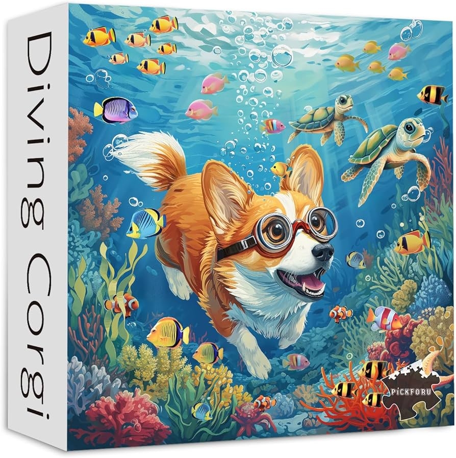 Amazon PICKFORU Dog Puzzles For Adults 1000 Pieces And Up Funny Puppy Puzzle Collection Corgi Sea Turtle Fish Ocean Puzzles As Home Decor Toys Games