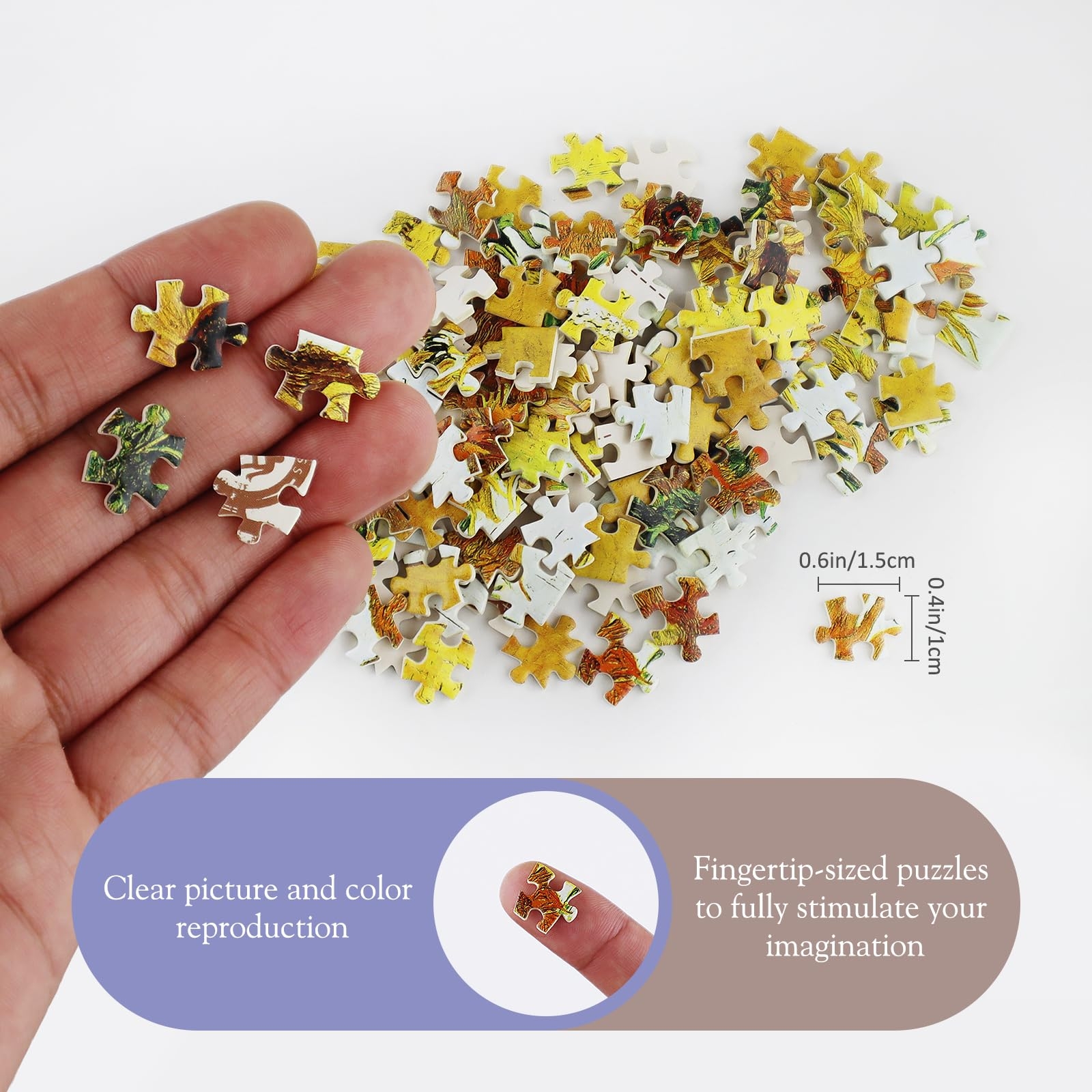 Amazon Small Jigsaw Puzzles For Adults Mini Puzzle 150 Pieces Small Puzzles Micro Piece Puzzles Challenging Difficult Travel Starry Night Rhone River Sunflower Puzzle 6 X 4 Inches 3 Pack Toys Games