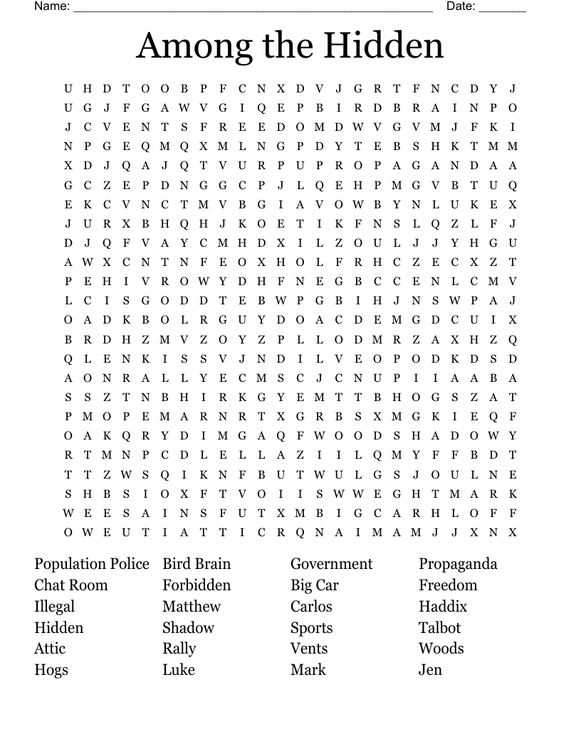 Among The Hidden Word Search WordMint