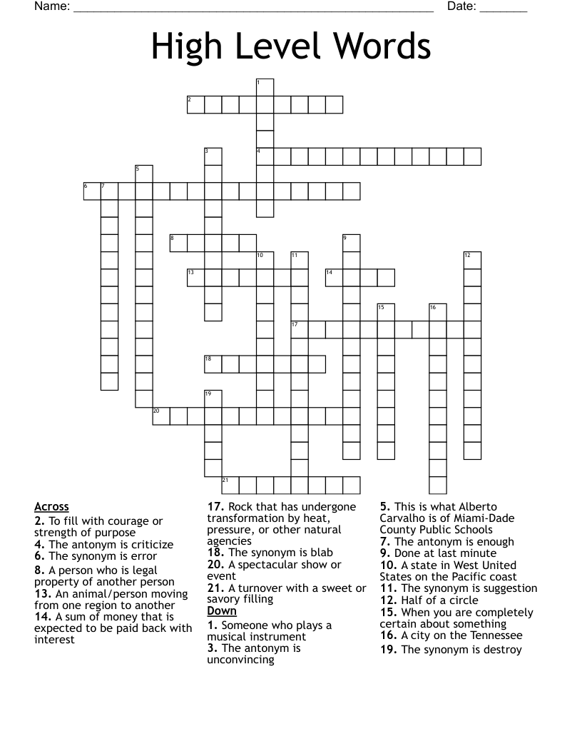 Answer Key Crossword WordMint