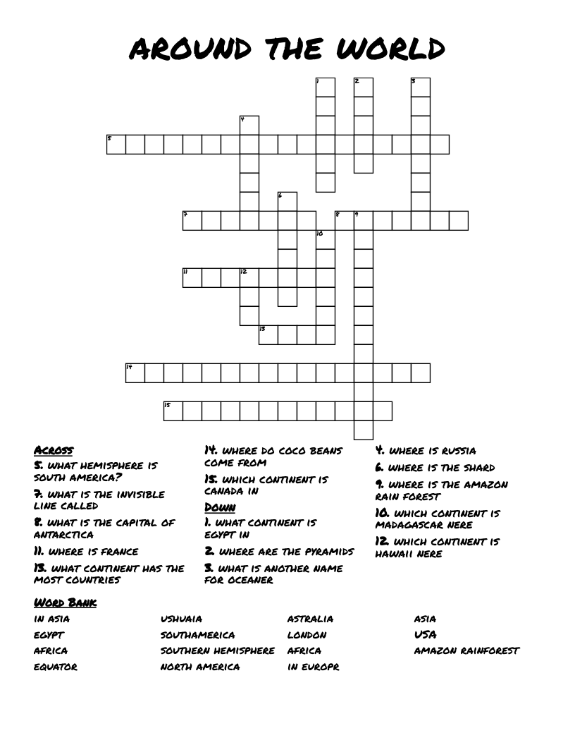 Around The World Crossword WordMint