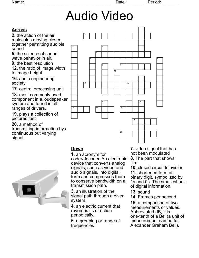 Audio Video Crossword WordMint