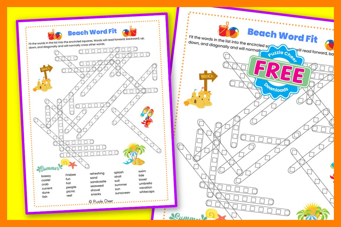 Beach Word Fit Puzzle Puzzle Cheer
