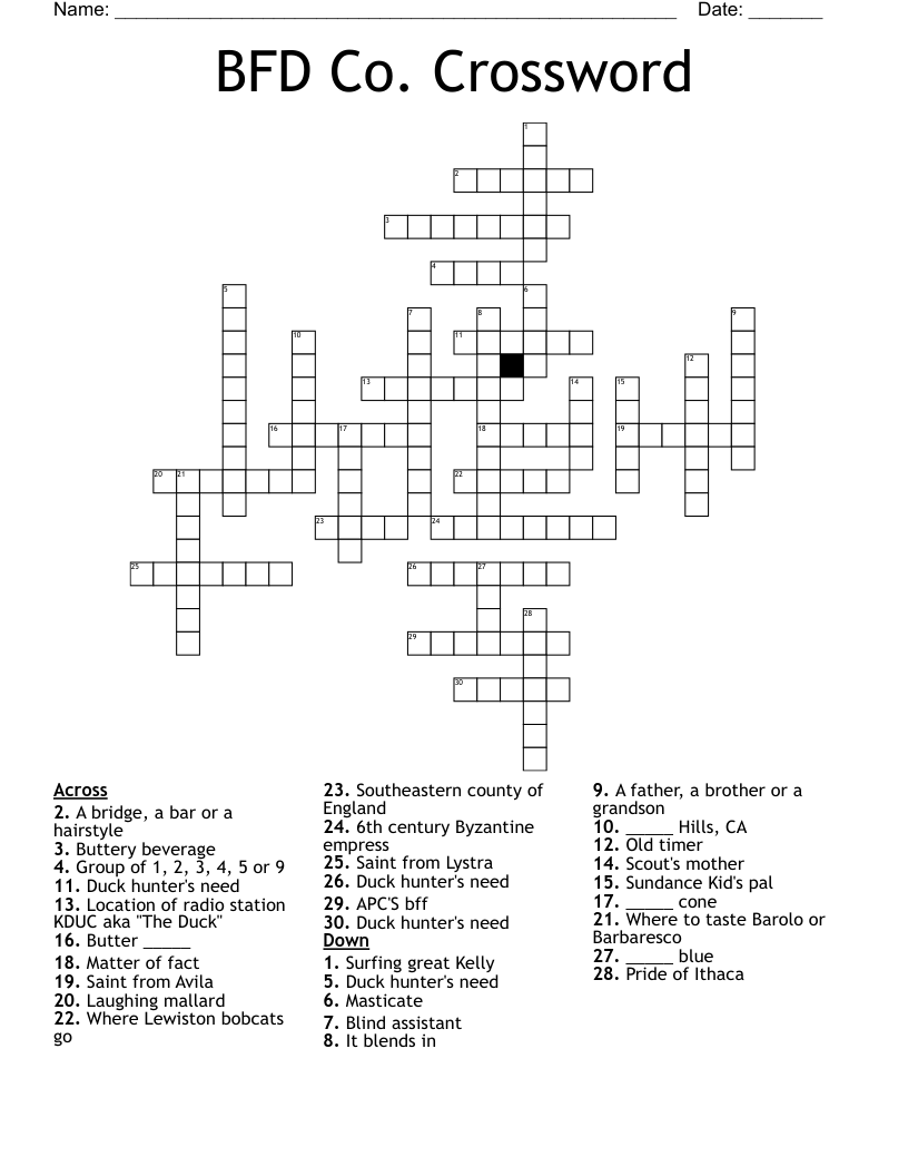 BFD Co Crossword WordMint