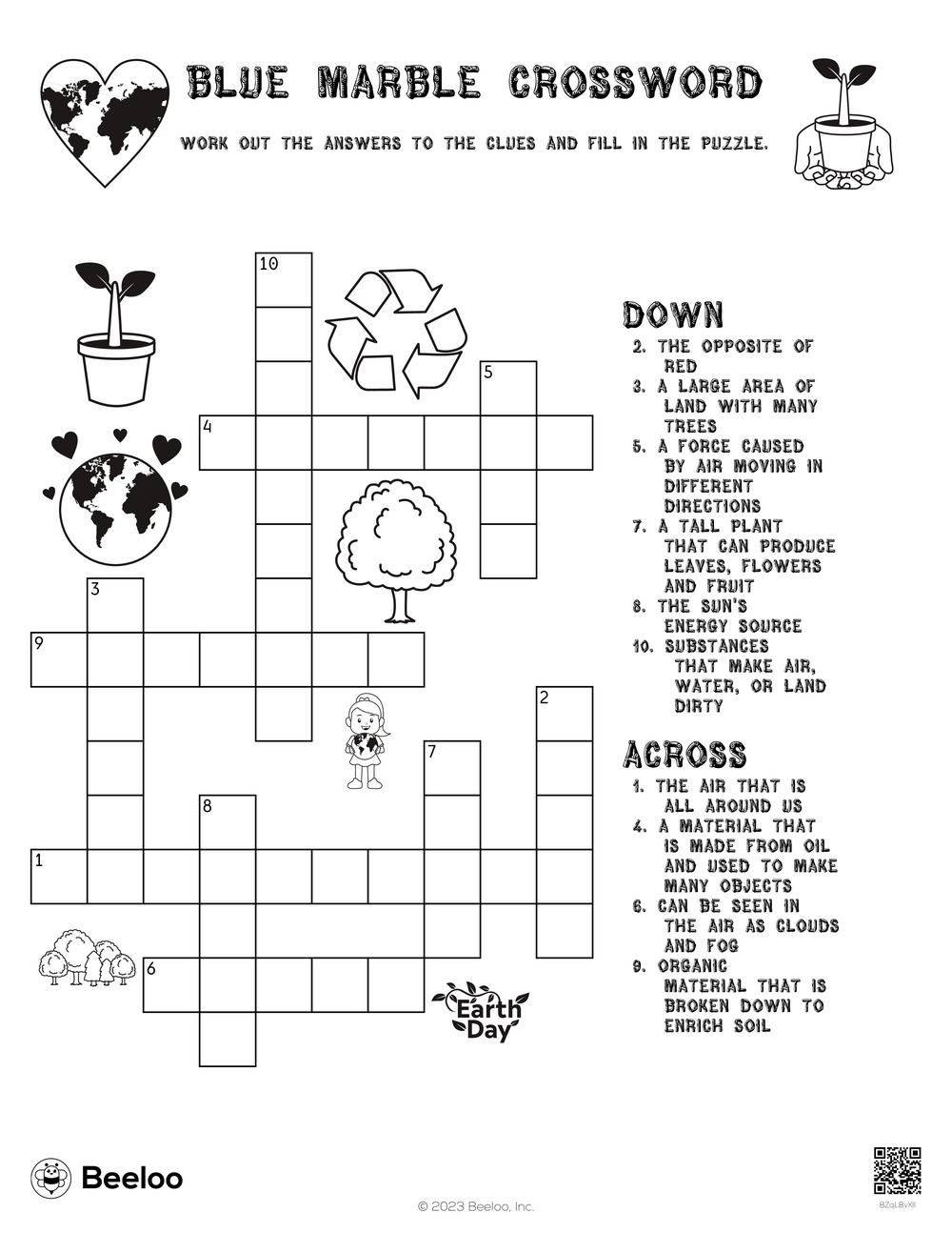 Blue Marble Crossword Beeloo Printable Crafts And Activities For Kids