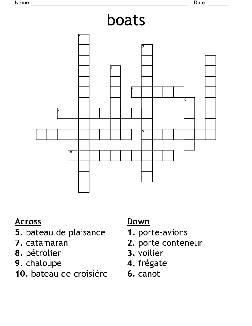 Boats Crossword WordMint