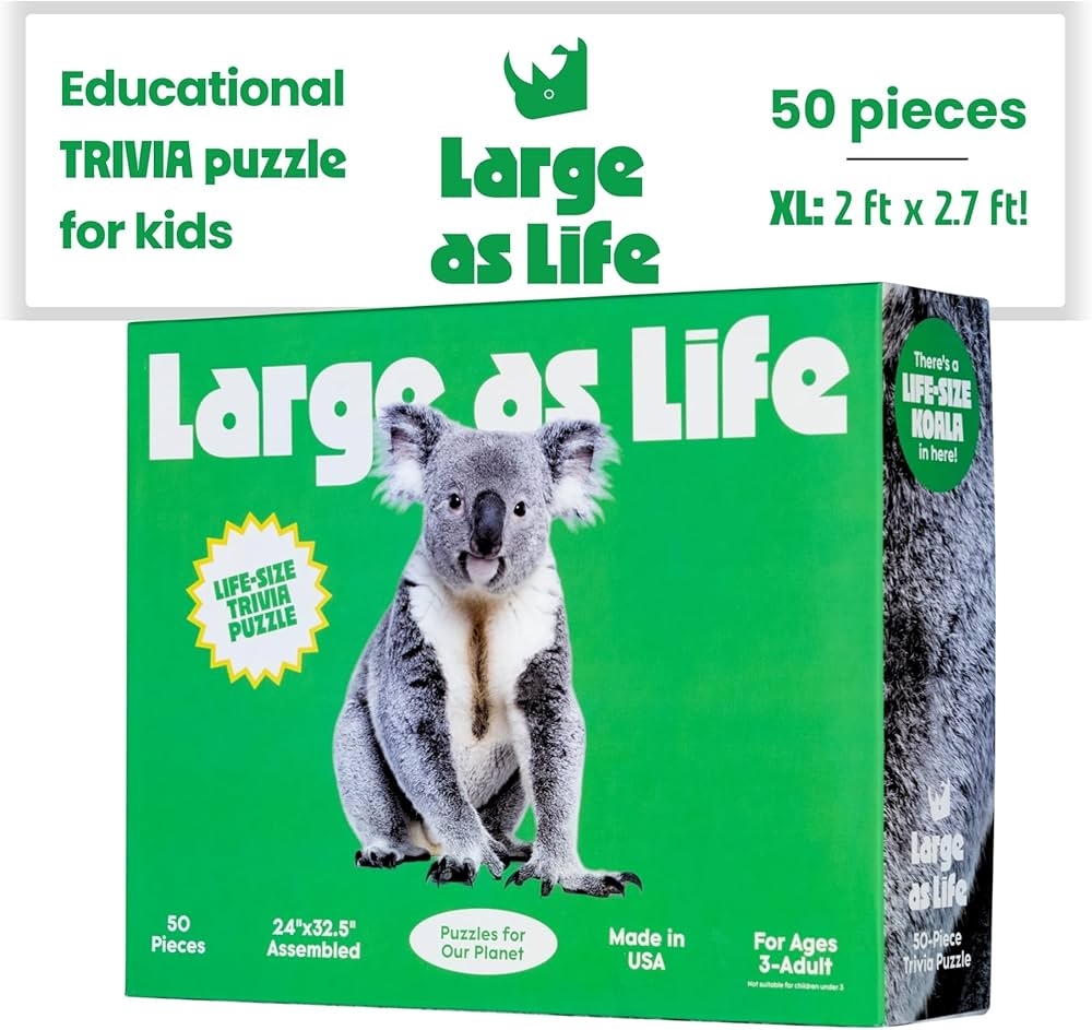 Buy 50 Piece Trivia Jigsaw Puzzle For Kids Life Size Koala Educational Trivia On Each Piece Fun Gift For Kids Enjoyable For Adults Ages 3 XL Puzzle Size Assembled 24 X