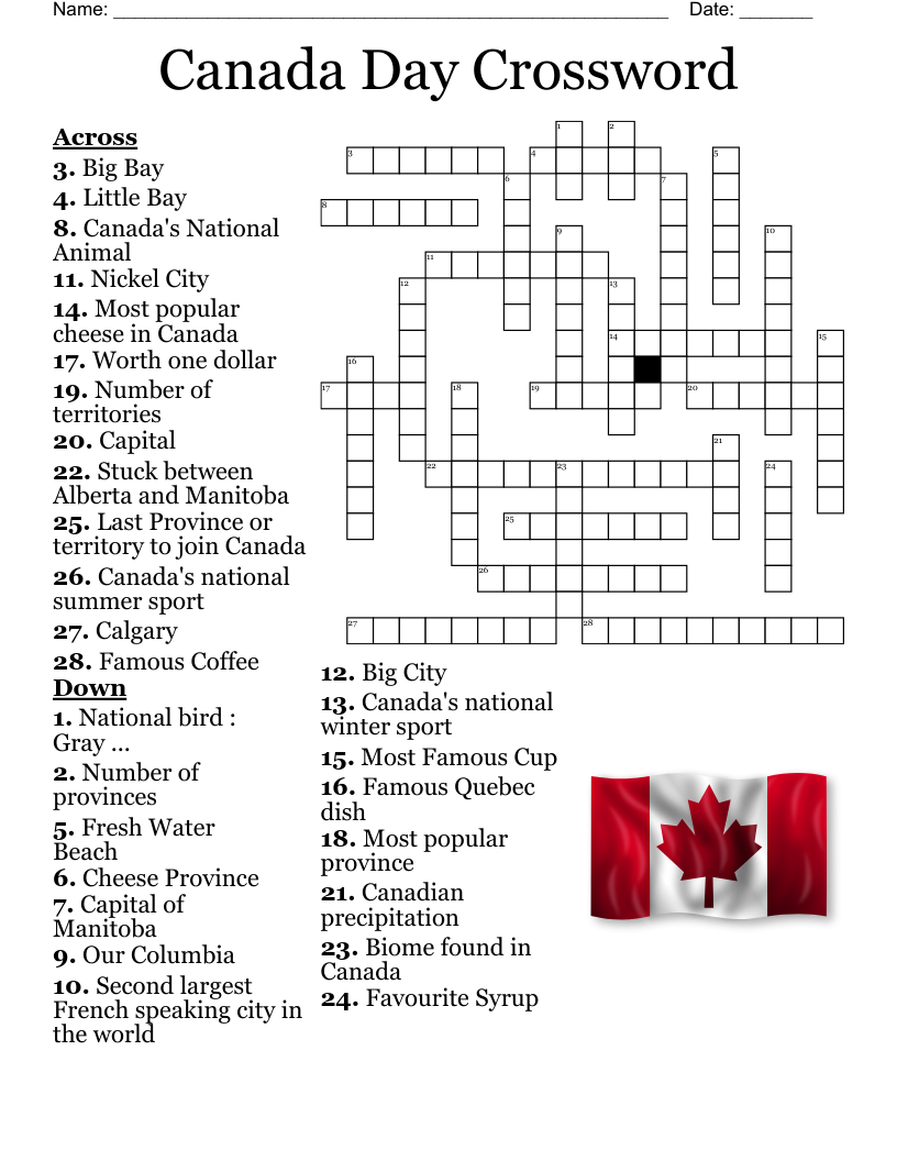CANADIAN CROSSWORD PUZZLE WordMint