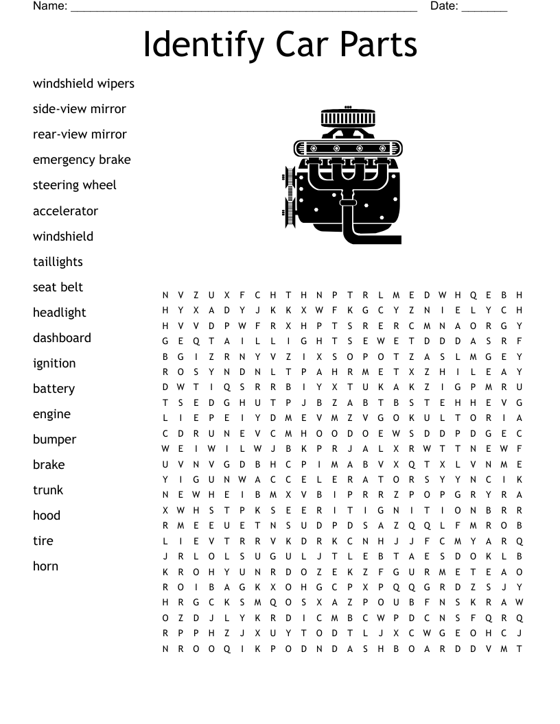 Car Parts Crossword WordMint