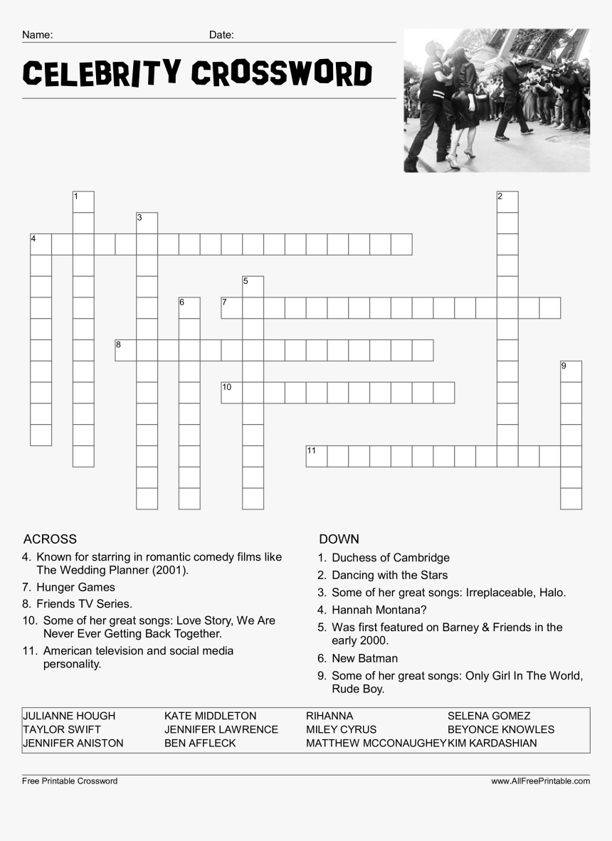 Celebrity Crossword Puzzle Main Image Download Template Celebrity Word Scramble Answers HD Png Download Kindpng