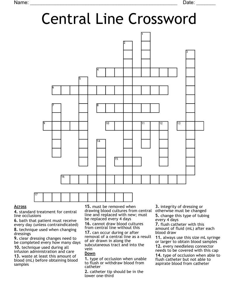 Central Line Crossword WordMint