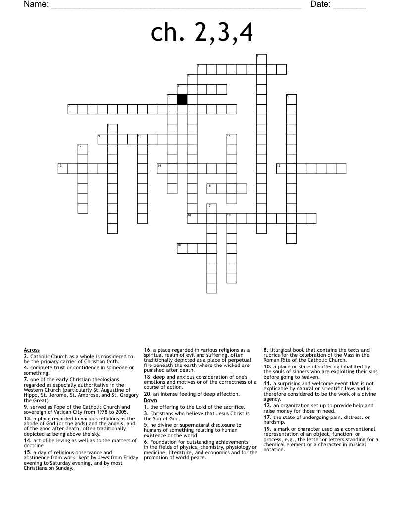 Ch 2 3 4 Crossword WordMint
