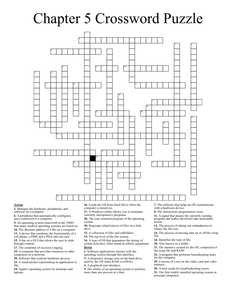 Chapter 5 Crossword Puzzle WordMint