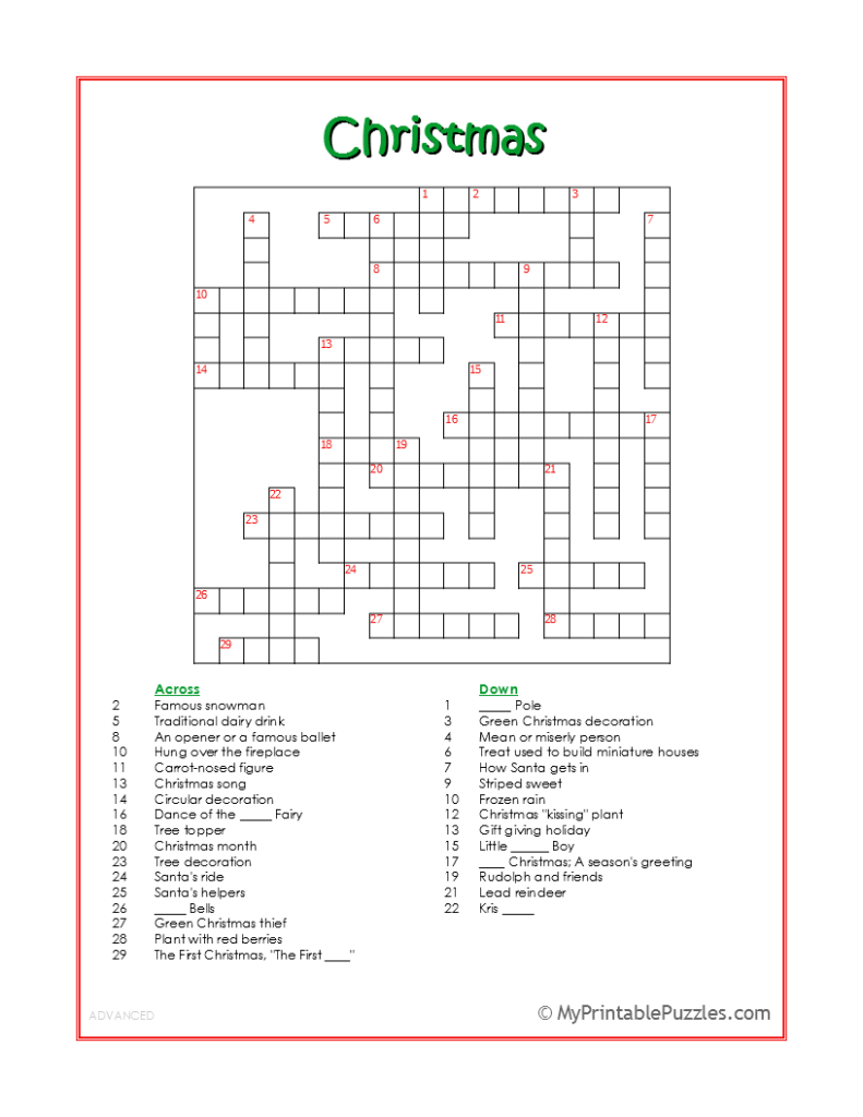 teenage crossword puzzles printable