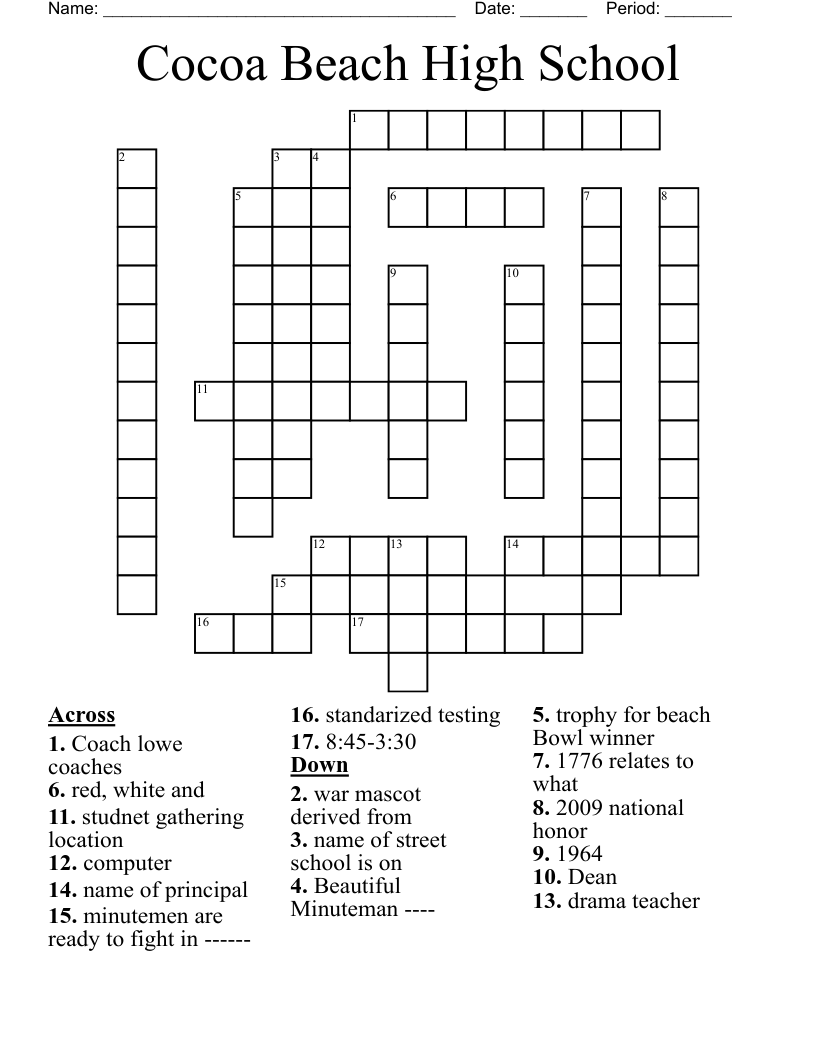 Cocoa Beach High School Crossword WordMint