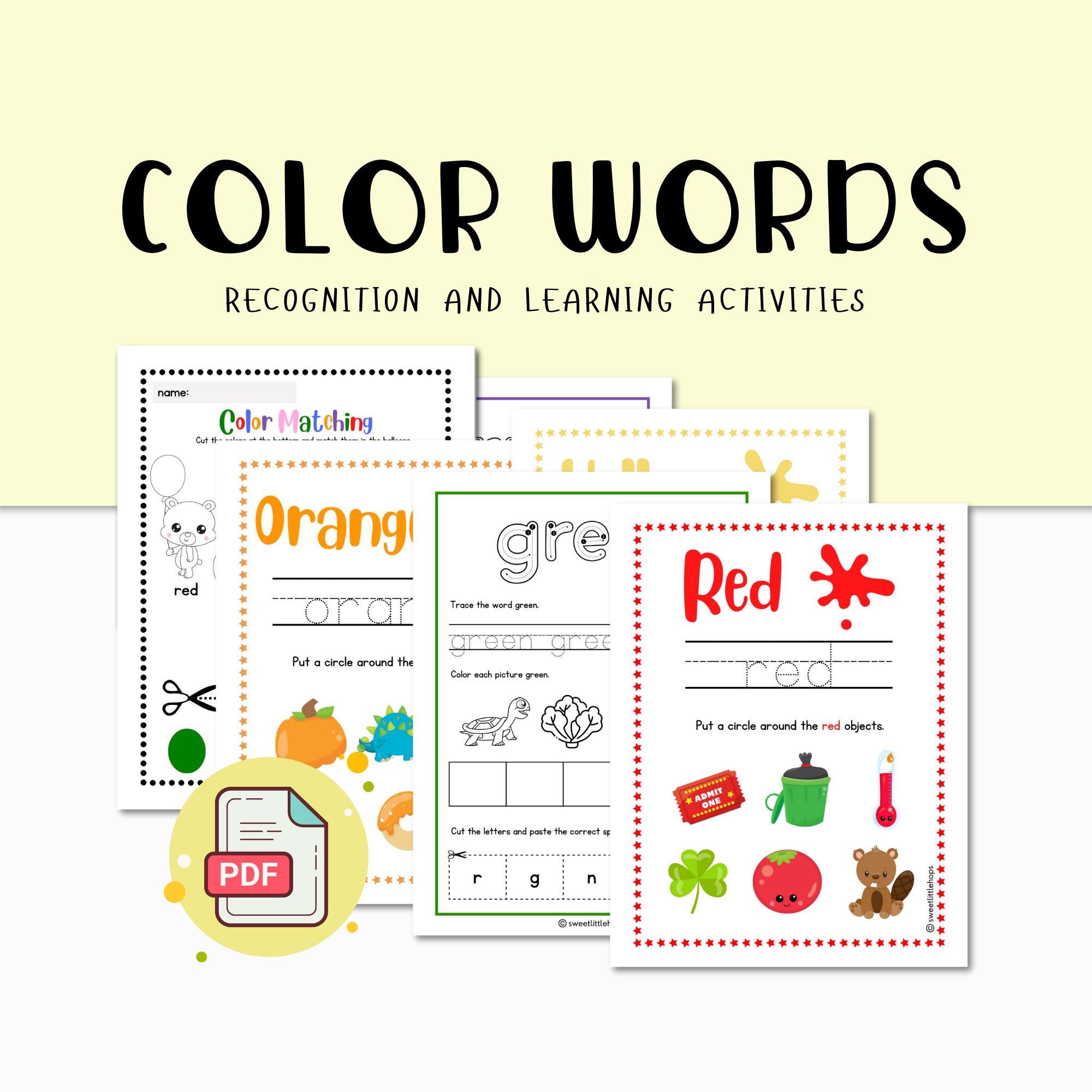 Color Words Learning Activity Preschool Kindergarten PDF File Etsy Color Words Learning Activity Preschool Kindergarten PDF File Etsy