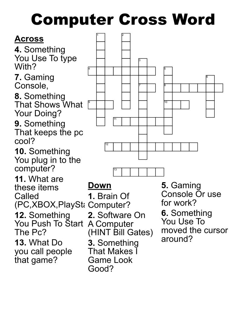 Computer Cross Word WordMint