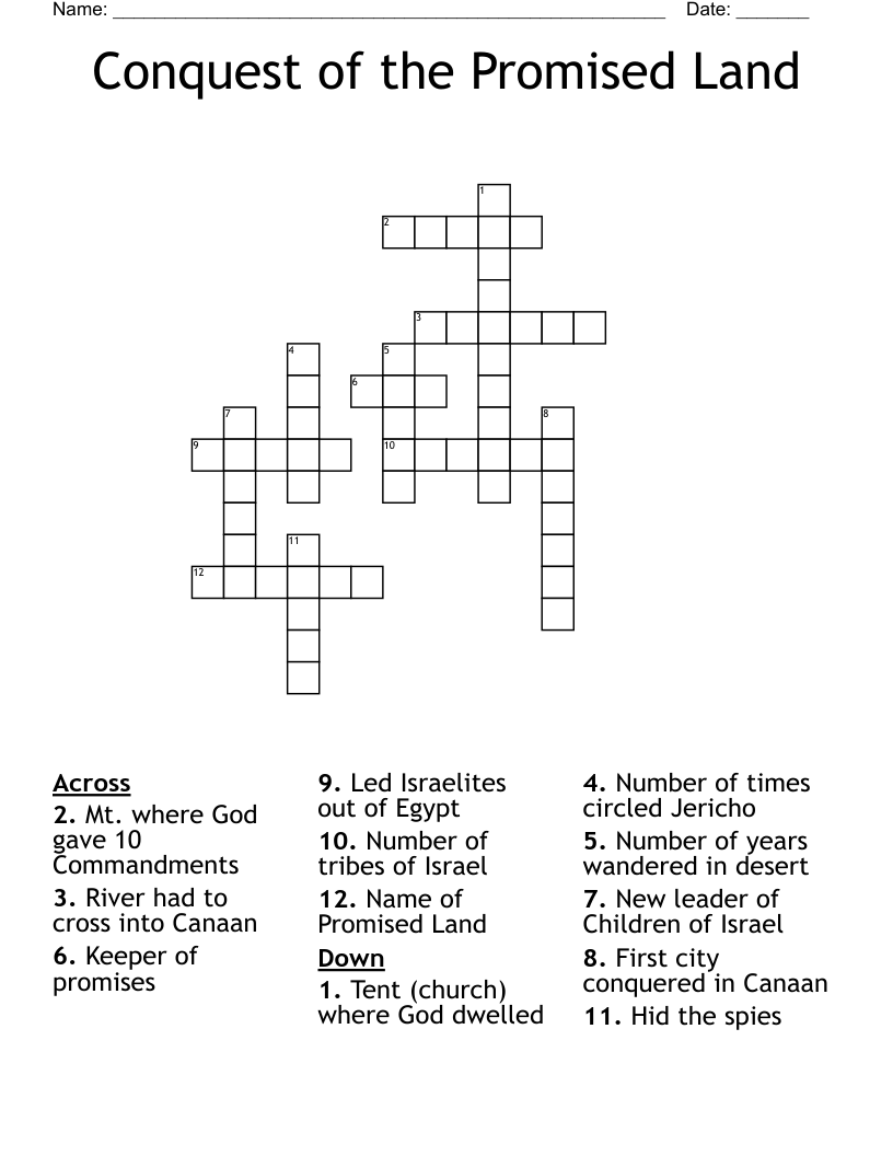 Conquest Of The Promised Land Crossword WordMint