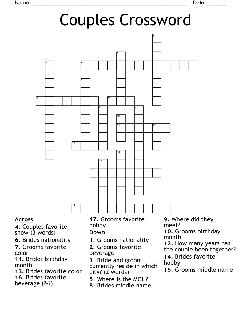 Couples Crossword WordMint