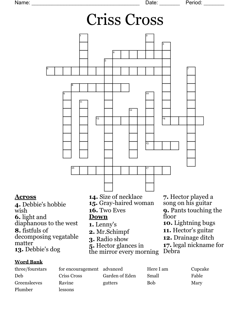 Criss Cross Crossword WordMint