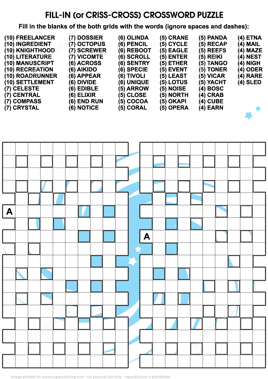 Criss Cross Or Crossword Puzzle Free Printable Worksheets