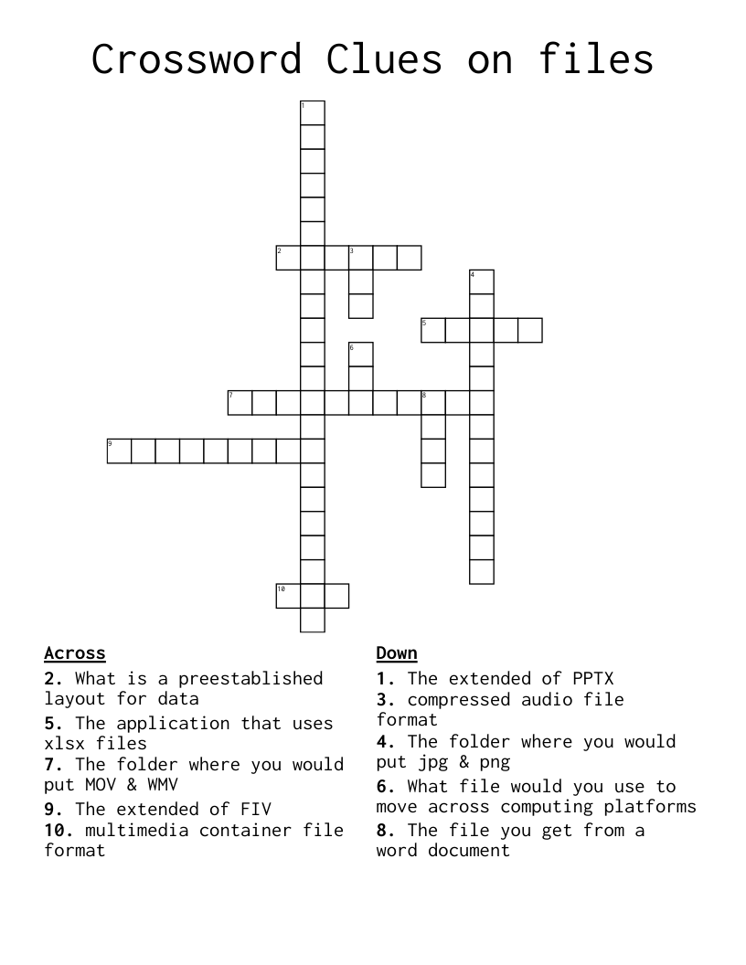 Crossword Clues On Files WordMint