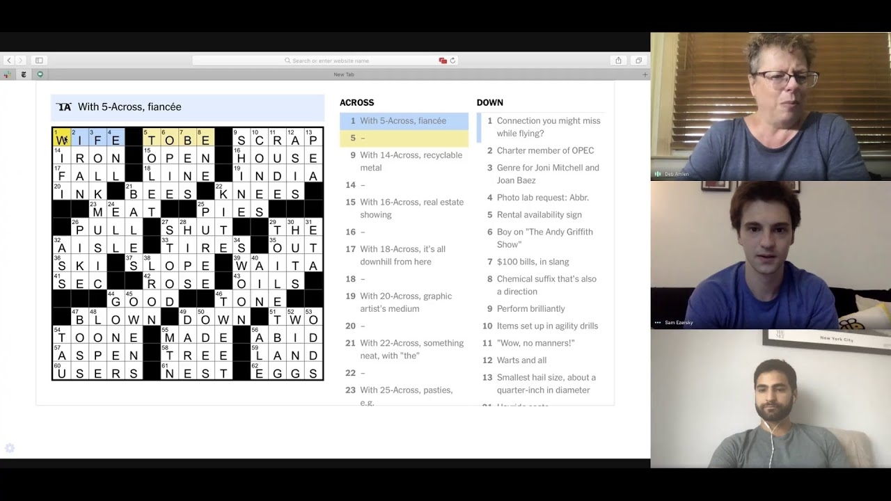 Crossword Master Joel Fagliano Joins Deb Amlen Sam Ezersky As They Crush Is Own Puzzle YouTube