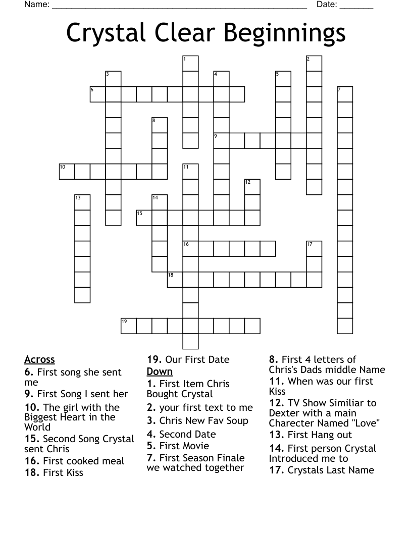 Crystal Clear Crossword Clue