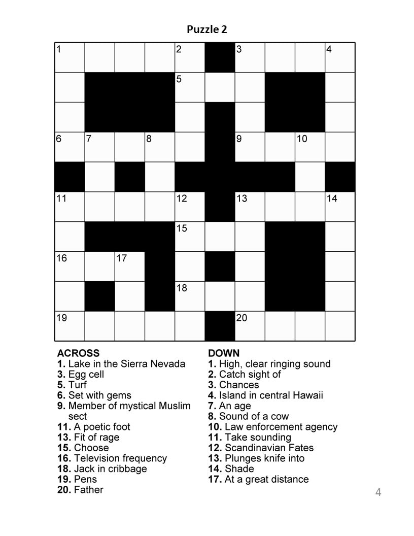 free printable crosswords for seniors
