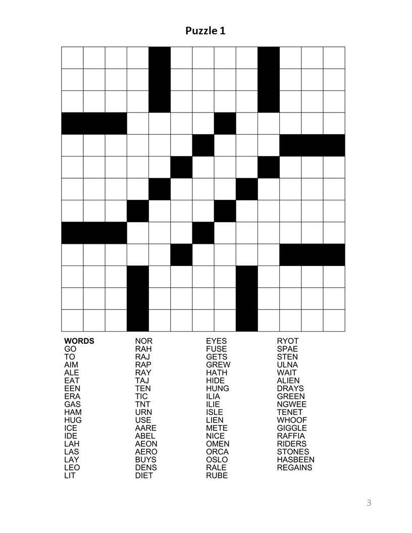 Digital Download 100 Printable Fill in Crossword Puzzles For Adults Large Print Easy To Read Word Fillin Games With Solutions Etsy