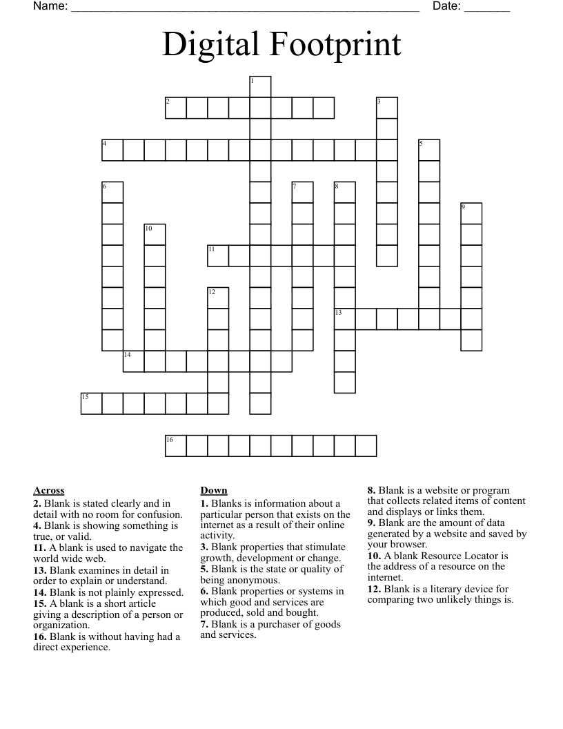 Digital Footprint Crossword WordMint