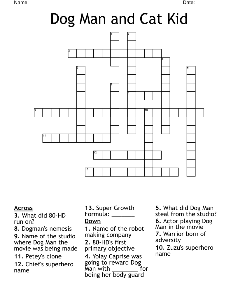 Dog Man And Cat Kid Crossword WordMint