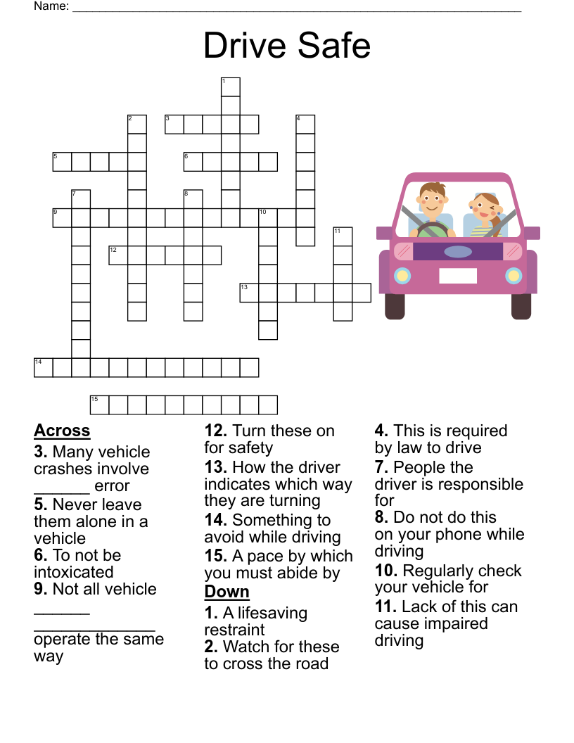 Drive Safe Crossword WordMint