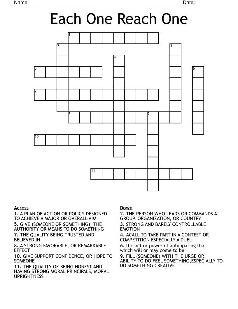 Each One Reach One Crossword WordMint