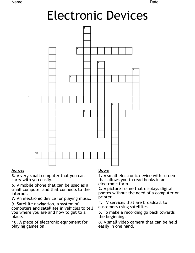 Electronic Devices Crossword WordMint